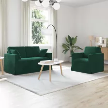 vidaXL Kanapé 2 pcs Sötétzöld