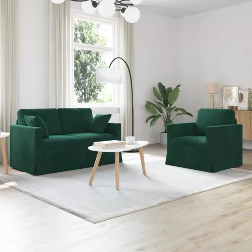 vidaXL Kanapé 2 pcs Sötétzöld