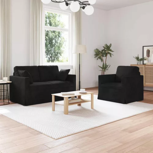 vidaXL Kanapé 2 pcs Fekete