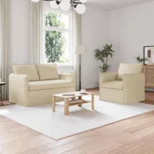 vidaXL Kanapé 2 pcs Krém