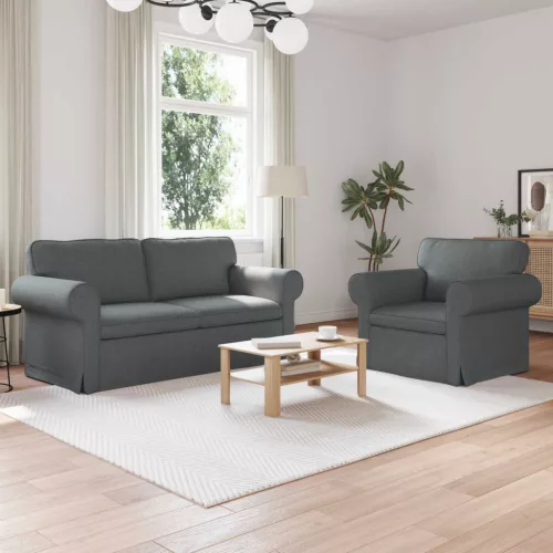 vidaXL Kanapé 2 pcs Sötétszürke