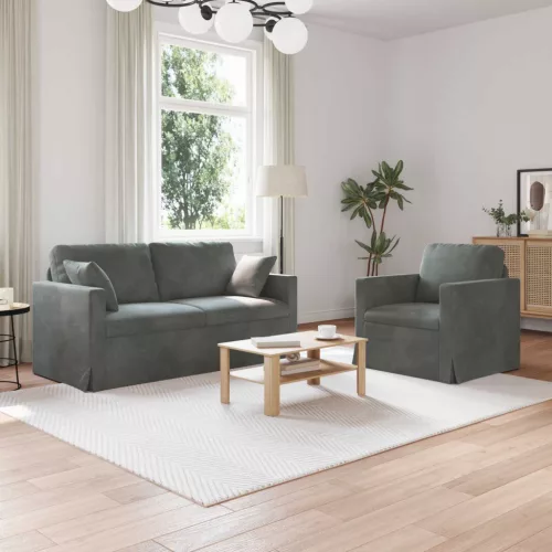 vidaXL Kanapé 2 pcs Sötétszürke
