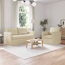 vidaXL Kanapé 2 pcs Krém