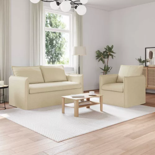vidaXL Kanapé 2 pcs Krém