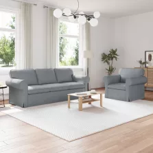 vidaXL Kanapé 2 pcs Világosszürke