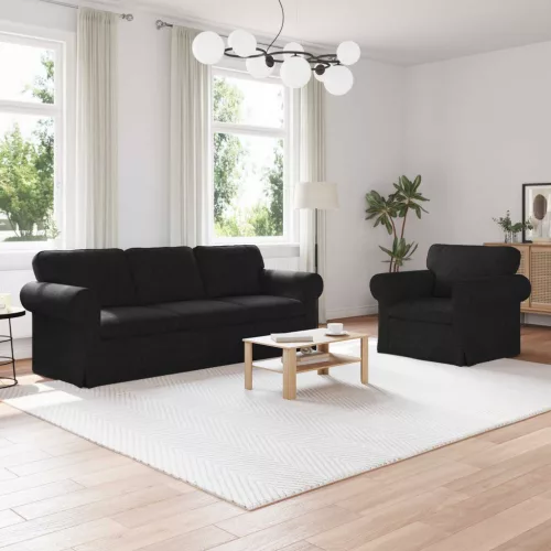 vidaXL Kanapé 2 pcs Fekete