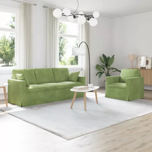 vidaXL Kanapé 2 pcs Világos zöld