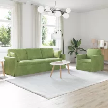   vidaXL Kanapé Szett 2 pcs Világos zöld 228 x 78 x 80 cm Bársony