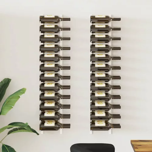 vidaXL 2 db fehér vas falra szerelhető bortartó állvány 24 palacknak