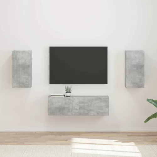 vidaXL TV falit kabinet szett 4 pcs Beton Szürke Faanyag