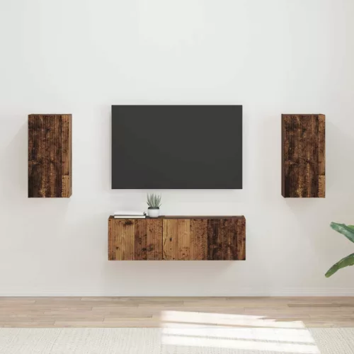 vidaXL TV falit kabinet szett Falra szerelhető 4 pcs Öreg fa Faanyag