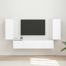   vidaXL TV falit kabinet szett Falra szerelhető 4 pcs Fehér Faanyag