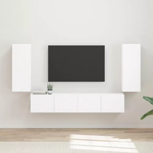 vidaXL TV falit kabinet szett Falra szerelhető 4 pcs Fehér Faanyag