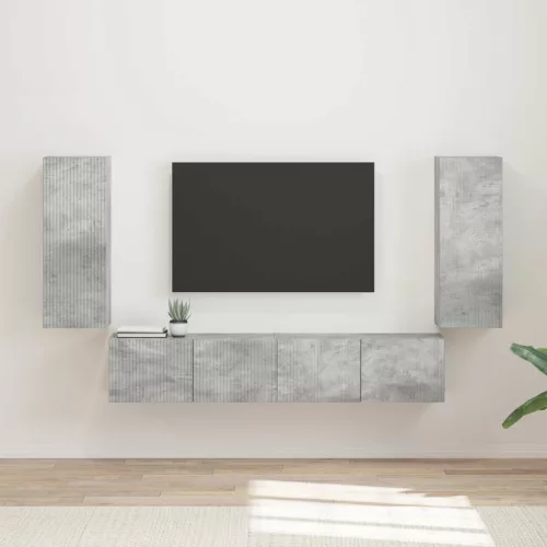 vidaXL TV falit kabinet szett 4 pcs Beton Szürke Faanyag