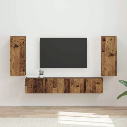 vidaXL TV falit kabinet szett Falra szerelhető 4 pcs Öreg fa Faanyag