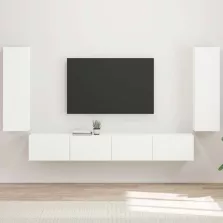   vidaXL TV falit kabinet szett Falra szerelhető 4 pcs Fehér Faanyag