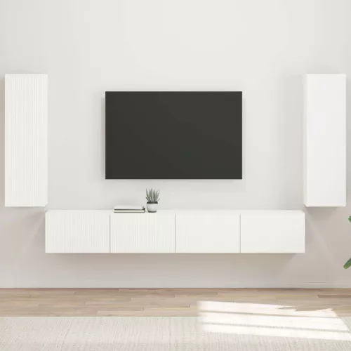 vidaXL TV falit kabinet szett Falra szerelhető 4 pcs Fehér Faanyag