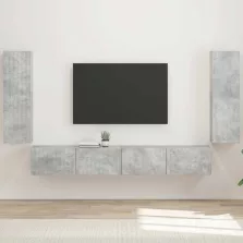 vidaXL TV falit kabinet szett 4 pcs Beton Szürke Faanyag