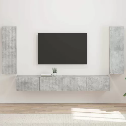 vidaXL TV falit kabinet szett 4 pcs Beton Szürke Faanyag