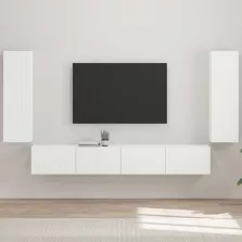   vidaXL TV falit kabinet szett 4 pcs Magas Fényű Fehér Faanyag