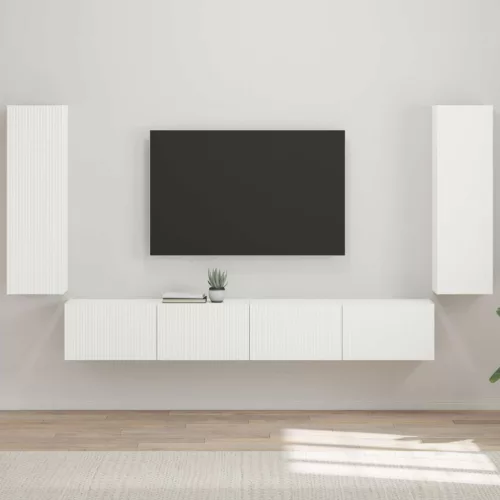 vidaXL TV falit kabinet szett 4 pcs Magas Fényű Fehér Faanyag