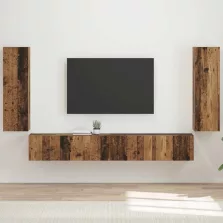   vidaXL TV falit kabinet szett Falra szerelhető 4 pcs Öreg fa Faanyag