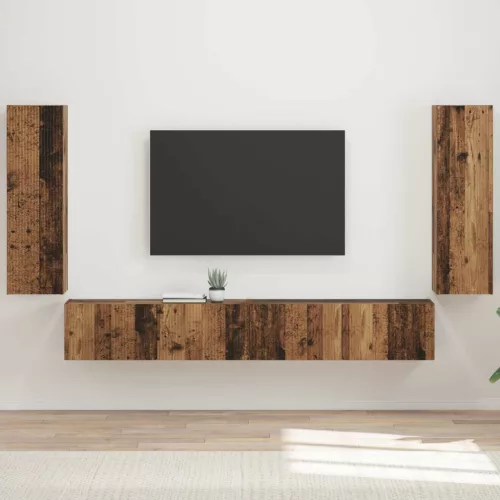 vidaXL TV falit kabinet szett Falra szerelhető 4 pcs Öreg fa Faanyag