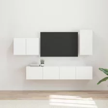   vidaXL TV falit kabinet szett Falra szerelhető 4 pcs Fehér Faanyag