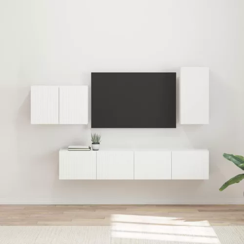 vidaXL TV falit kabinet szett Falra szerelhető 4 pcs Fehér Faanyag
