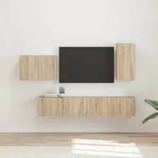 vidaXL TV falit kabinet szett 4 pcs Sonoma tölgy Faanyag