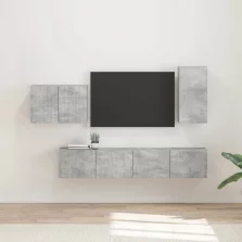 vidaXL TV falit kabinet szett 4 pcs Beton Szürke Faanyag