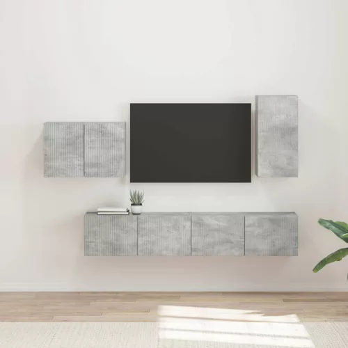 vidaXL TV falit kabinet szett 4 pcs Beton Szürke Faanyag
