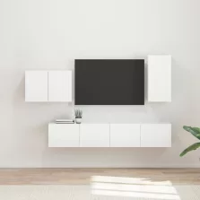   vidaXL TV falit kabinet szett 4 pcs Magas Fényű Fehér Faanyag