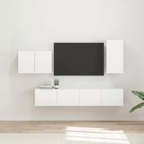 vidaXL TV falit kabinet szett 4 pcs Magas Fényű Fehér Faanyag