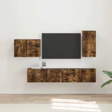 vidaXL TV falit kabinet szett 4 pcs Füstölt tölgy Faanyag