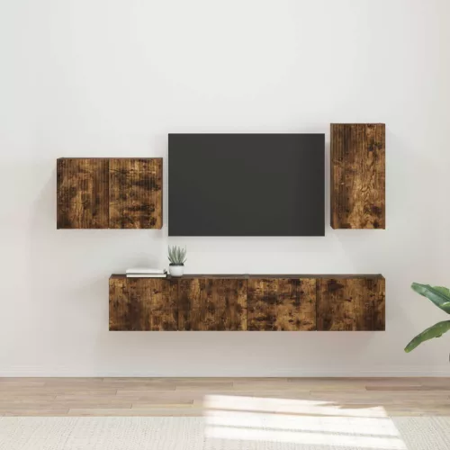 vidaXL TV falit kabinet szett 4 pcs Füstölt tölgy Faanyag