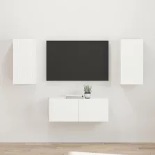   vidaXL TV szekrény garnitúra Falra szerelhető 2 pcs Fehér Faanyag