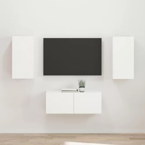 vidaXL TV szekrény garnitúra Falra szerelhető 2 pcs Fehér Faanyag