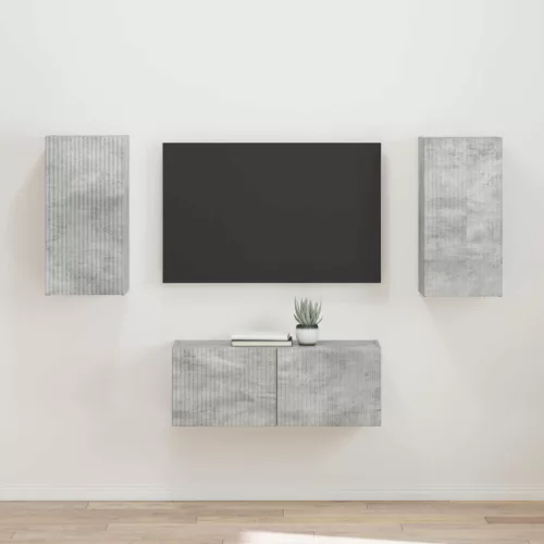 vidaXL TV szekrény garnitúra 2 pcs Beton Szürke Faanyag