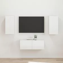   vidaXL TV szekrény garnitúra 2 pcs Magas Fényű Fehér Faanyag