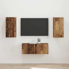   vidaXL TV szekrény garnitúra Falra szerelhető 2 pcs Öreg fa Faanyag