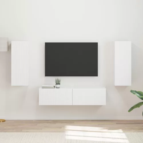 vidaXL TV szekrény garnitúra Falra szerelhető 2 pcs Fehér Faanyag
