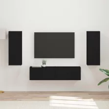   vidaXL TV szekrény garnitúra Falra szerelhető 2 pcs Fekete Faanyag