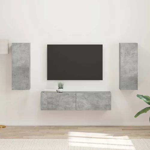 vidaXL TV szekrény garnitúra 2 pcs Beton Szürke Faanyag