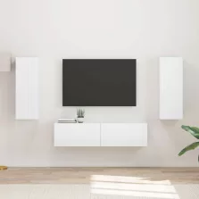   vidaXL TV szekrény garnitúra 2 pcs Magas Fényű Fehér Faanyag
