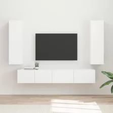   vidaXL TV szekrény garnitúra Falra szerelhető 3 pcs Fehér Faanyag