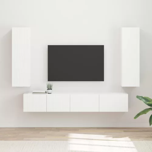 vidaXL TV szekrény garnitúra Falra szerelhető 3 pcs Fehér Faanyag