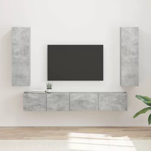 vidaXL TV szekrény garnitúra 3 pcs Beton Szürke Faanyag