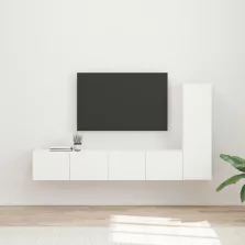   vidaXL TV szekrény garnitúra Falra szerelhető 3 pcs Fehér Faanyag