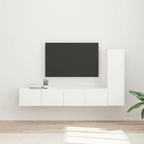 vidaXL TV szekrény garnitúra Falra szerelhető 3 pcs Fehér Faanyag